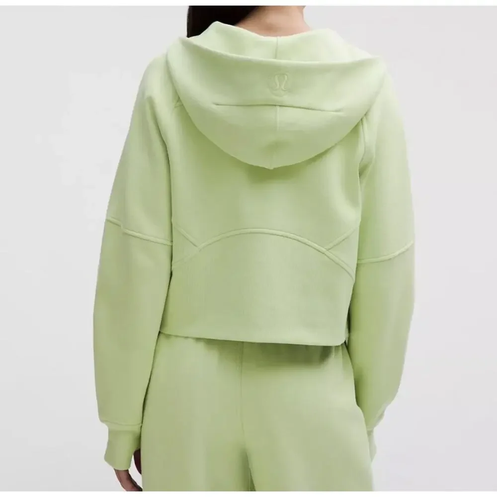 Lululemon Scuba Hoodie Womens XS/S Green 1/2 Zip Fleece Cropped Thumbholes